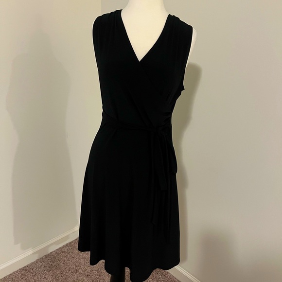 Black crossover dress with removable belts. Purchased at Marshall’s. - Picture 1 of 5